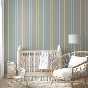 Pinstripes Gray Blue Farm Land Collection Wallpaper