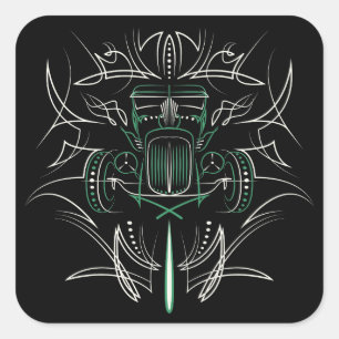 Pinstriping Hot Rod Square Sticker
