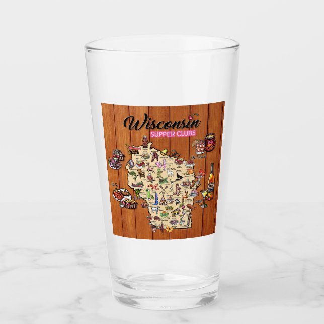 Pint Glass - Wisconsin Supper Club Map (Front)