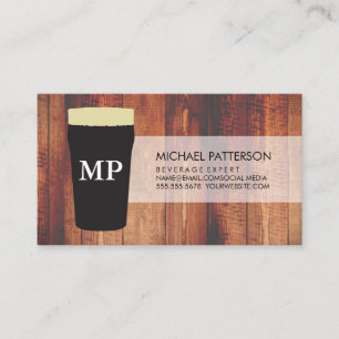 Pint Glass Wood with Monogram Business Card