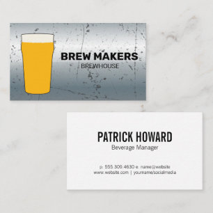 Pint of Beer Grunge Scratch Metallic Background Business Card