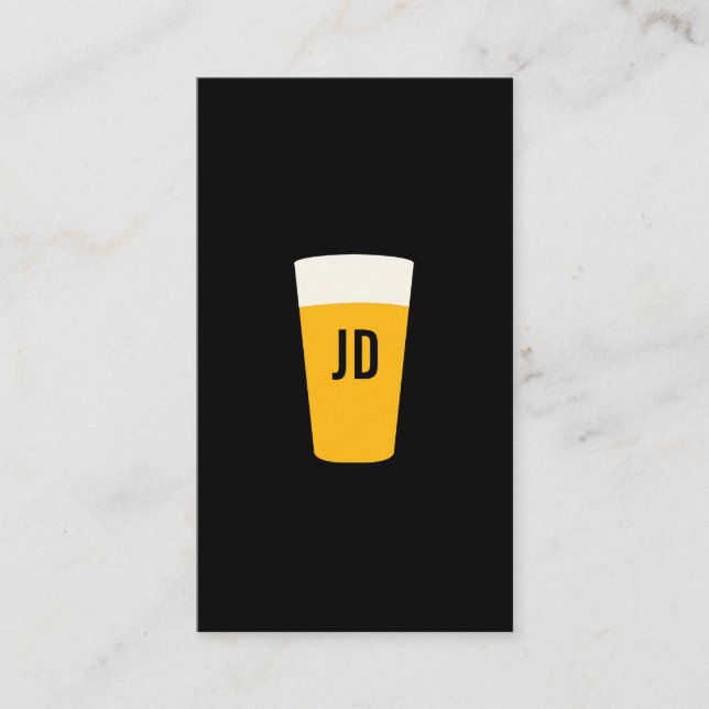 Pint of Beer Logo Black Business Card (Front)