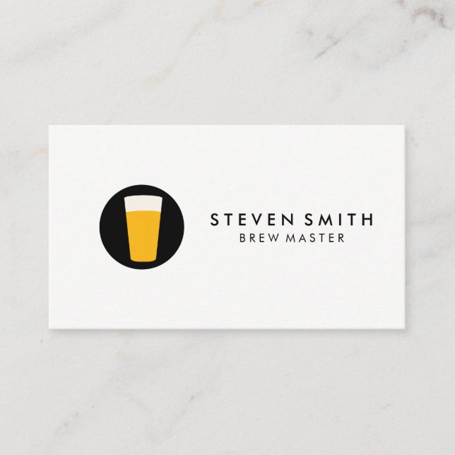Pint of Beer Logo Black White Business Card (Front)