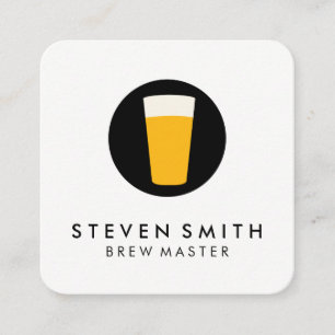 Pint of Beer Logo Black White Square Business Card