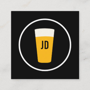 Pint of Beer Logo Trendy Black Square Business Card