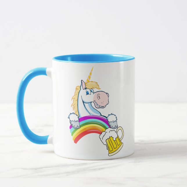 Pint of Gold at End of Rainbow (Plus Unicorn) Mug (Left)