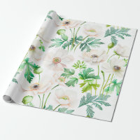 Pinted white anemone flowers on cream