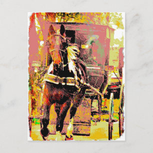 Pinto Amish Horse 8-Bit Art Postcard