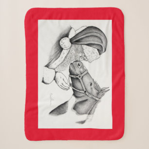 Pinto Horse and Santa Claus Sherpa Blanket