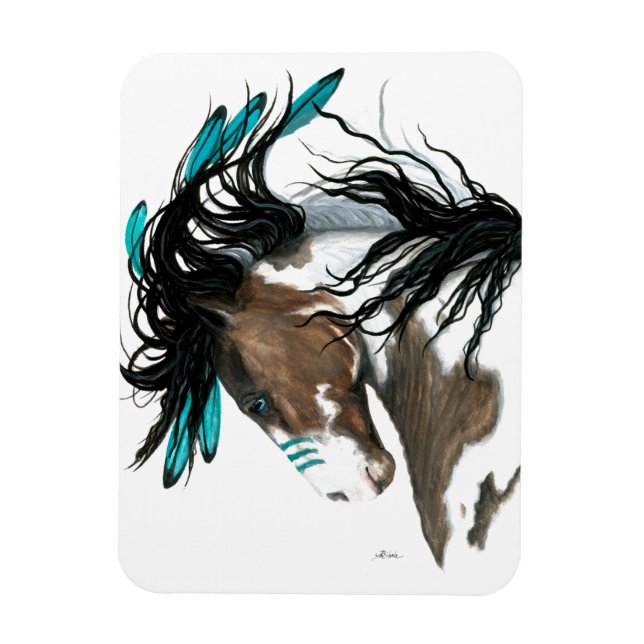 Pinto Horse Feathers by Bihrle Magnet (Vertical)