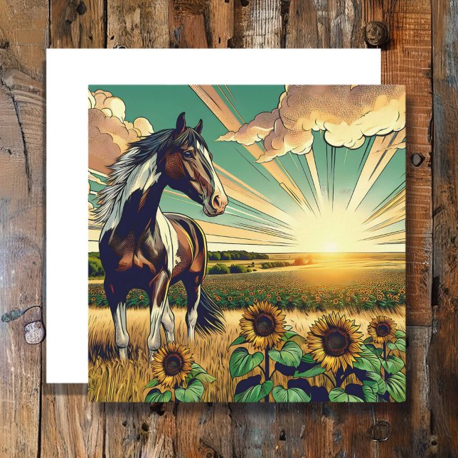 Pinto Horse in a Sunflower Field  (Creator Uploaded)