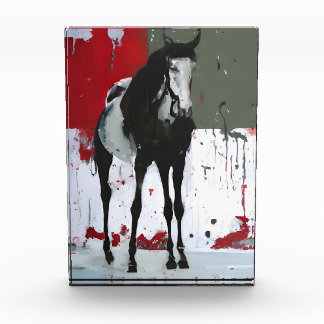 Pinto Horse Splatter Painting Photo Block