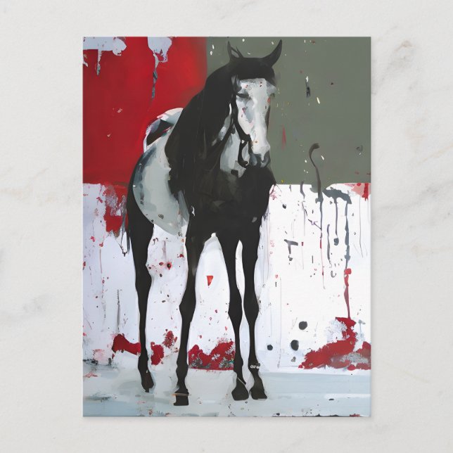 Pinto Horse Splatter Painting Postcard (Front)