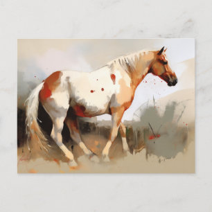 Pinto Horse Watercolor Postcard