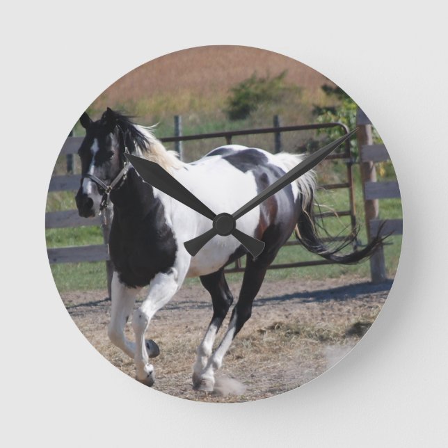 Pinto Paint Horse Round Clock (Front)