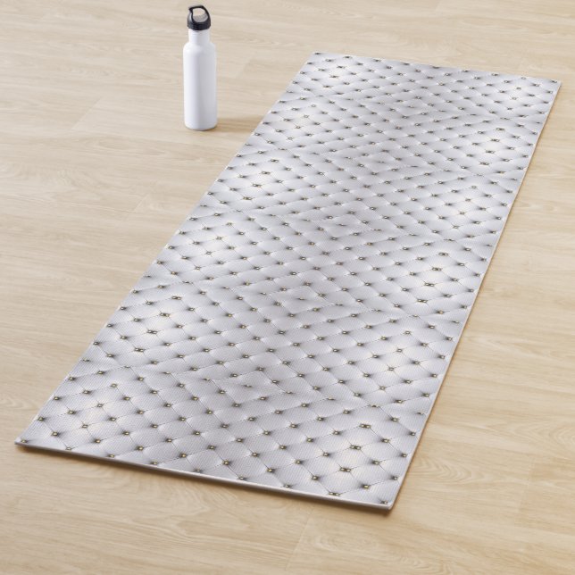 Pintuck look white and gold elegant  yoga mat (In Situ)