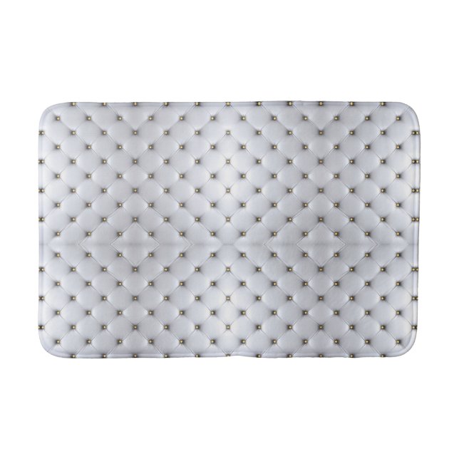 Pintuck look whitecand gold elegant  bath mat (Front)