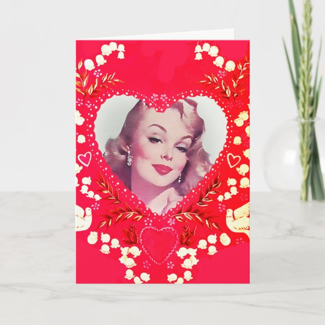 Pinup Bombshell Vintage Valentine Holiday Card (Front)