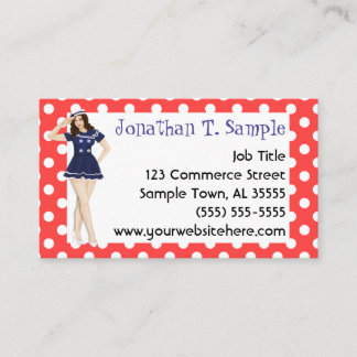 Pinup Girl Retro Dots Rockabilly Business Card