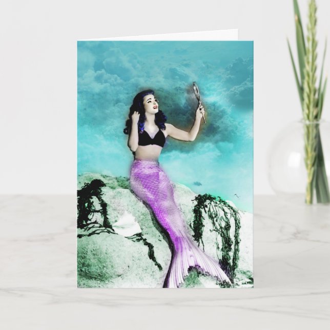 Pinup Mermaid Greeting Card (Front)
