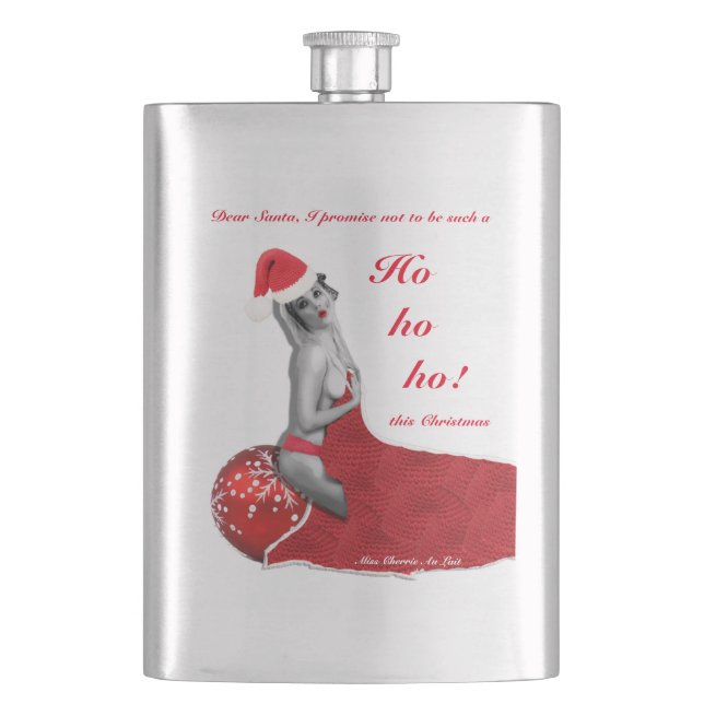 Pinup Mrs Santa Christmas Funny Joke Hip Flask (Front)