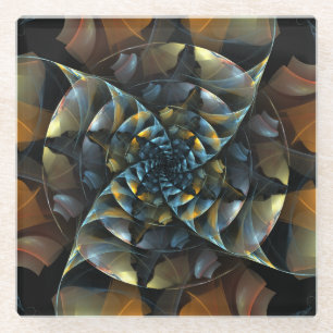 Pinwheel Abstract Art Glass Coaster