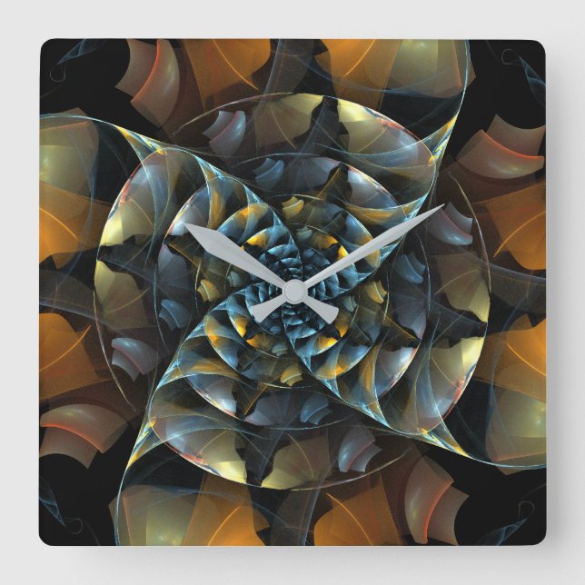 Pinwheel Abstract Art Square Wall Clock (Front)