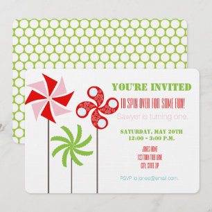 Pinwheel Bday Invite (Girl) - Print or Download