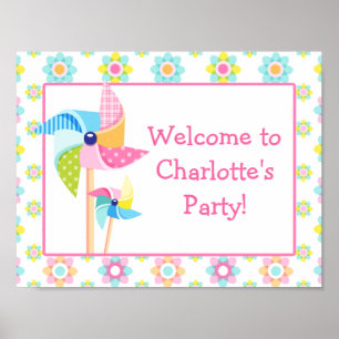 Pinwheel Birthday Party Sign