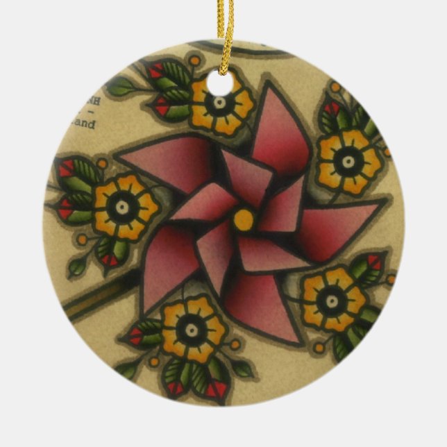 pinwheel ceramic tree decoration (Front)