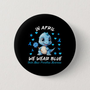 Pinwheel Dino In April We Wear Blue Child Abuse Pr 6 Cm Round Badge