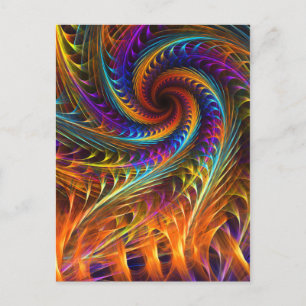 "Pinwheel Dreams" - Abstract Spiral Fractal Art Postcard