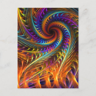 "Pinwheel Dreams" -  Abstract Spiral Fractal Art Postcard