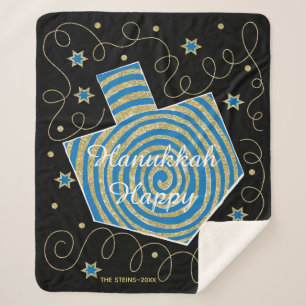 Pinwheel Dreidel Sherpa Hanukkah Blanket/Medium Sherpa Blanket
