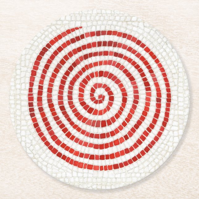 PINWHEEL MOSAIC Round Paper Coasters (Front)