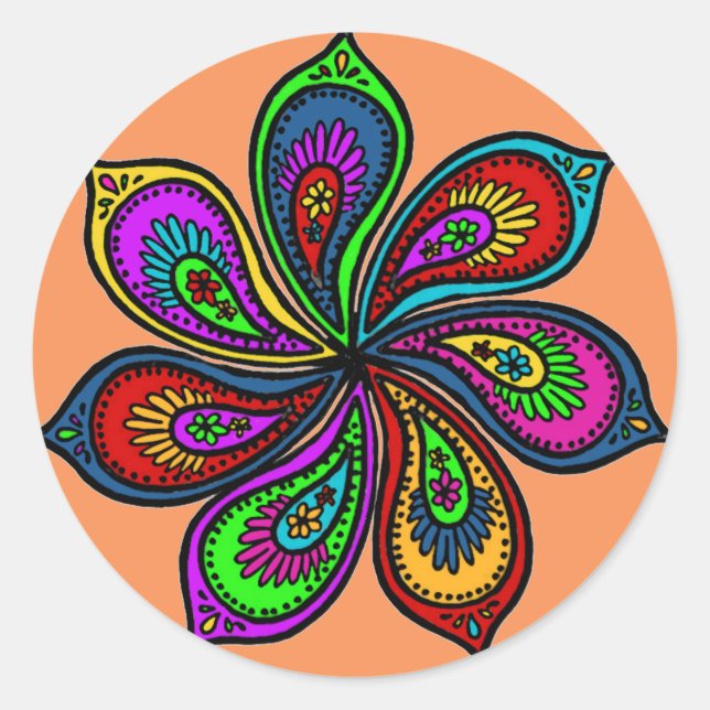 Pinwheel of Colours Classic Round Sticker (Front)