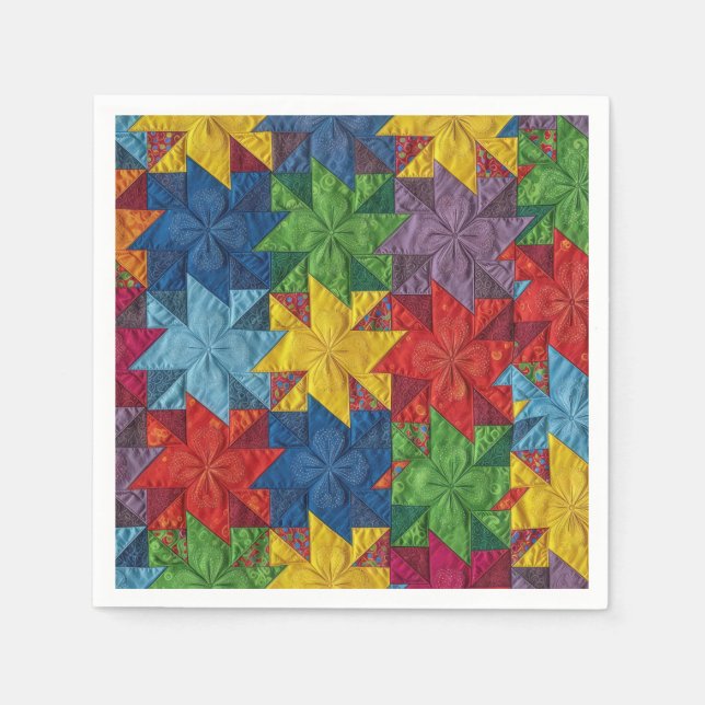 Pinwheel Patchwork Quilt Pattern Napkin (Front)