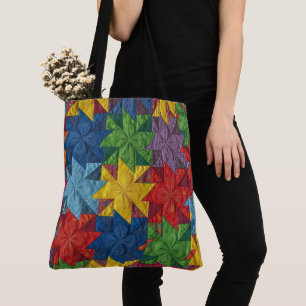 Pinwheel Patchwork Quilt Pattern Tote Bag