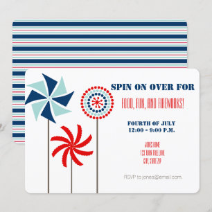 Pinwheel Picnic or Summer BBQ Party Invitation