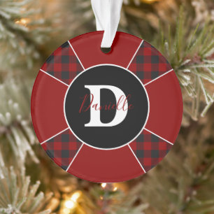 Pinwheel plaid personalised ornament