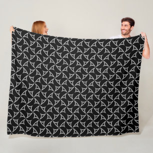 Pinwheel Spiral White Abstract Illusions Line Art Fleece Blanket