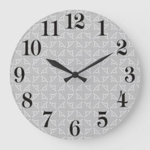 Pinwheel Spiral White Abstract Illusions Line Art Large Clock