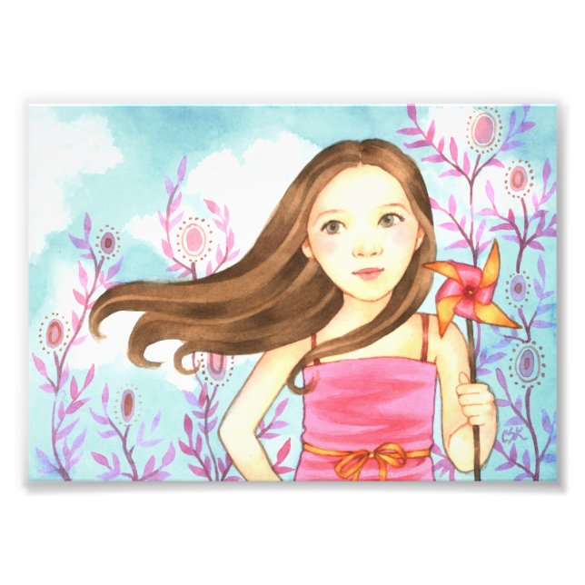 Pinwheel Summer Children's Illustration Print (Front)