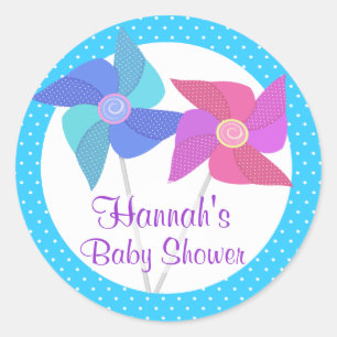 Pinwheels and Polka Dots Classic Round Sticker