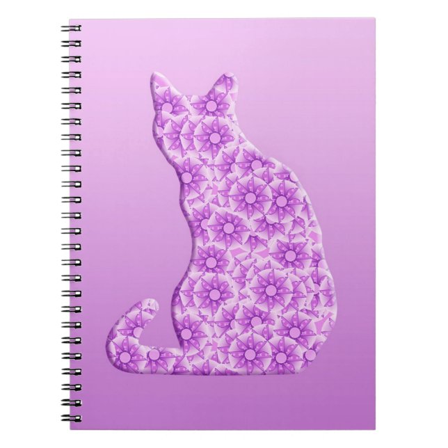 Pinwheels Cat - lavender, purple Spiral Notebook (Front)