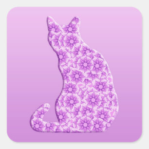 Pinwheels Cat - lavender, purple Square Sticker