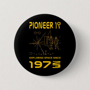 Pioneer 10 & 11 Space 1972 & 1973 gold 6 Cm Round Badge