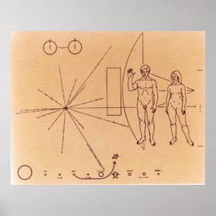 Pioneer 10's Plaque Engraved Gold-Anodised Plate Poster
