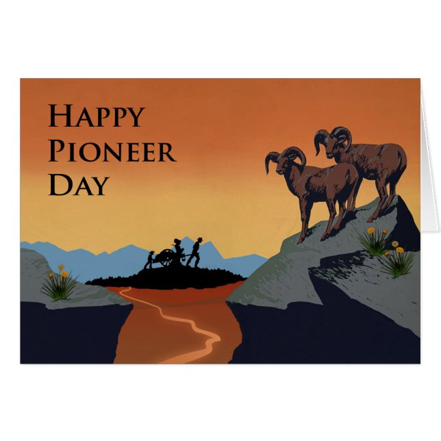Pioneer Day, Handcart Pioneers Silhouette, Bighorn (Front Horizontal)