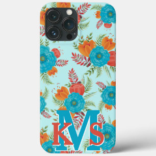 Pioneer Teal Coral Monogram iPhone 13 Pro Max Case